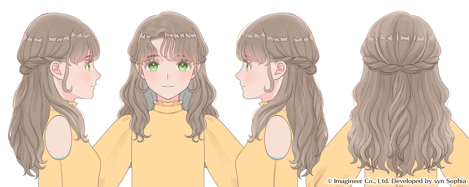 アンの顔アップ四面図